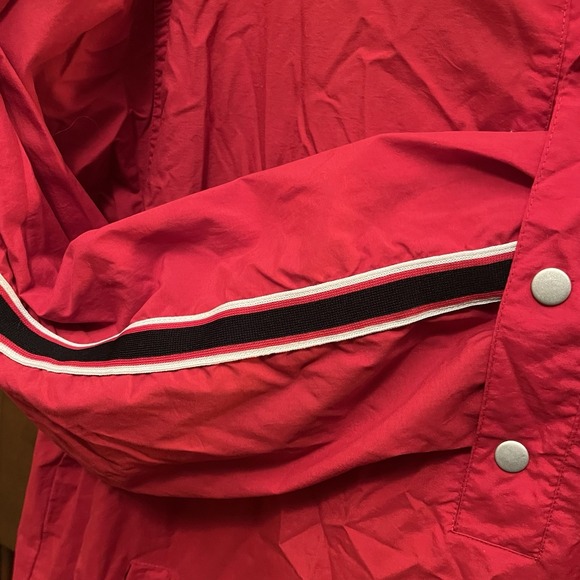 Vintage 90s Nike Windbreaker Jacket Red XL Silver Swoosh Sleeve Tape 1998 VTG - Picture 4 of 10